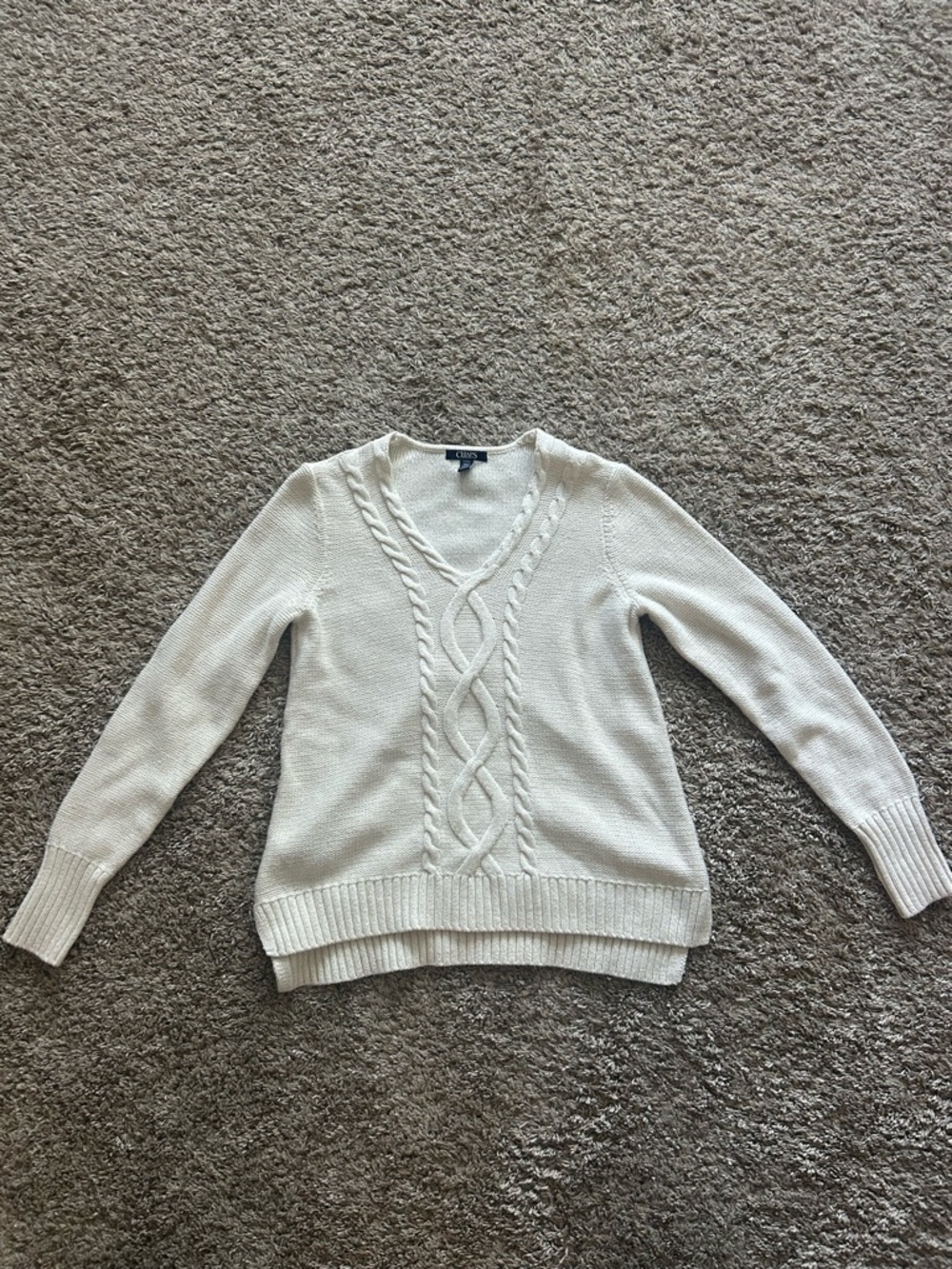 Chaps Women's Cable-Knit V-Neck Sweater - Cream